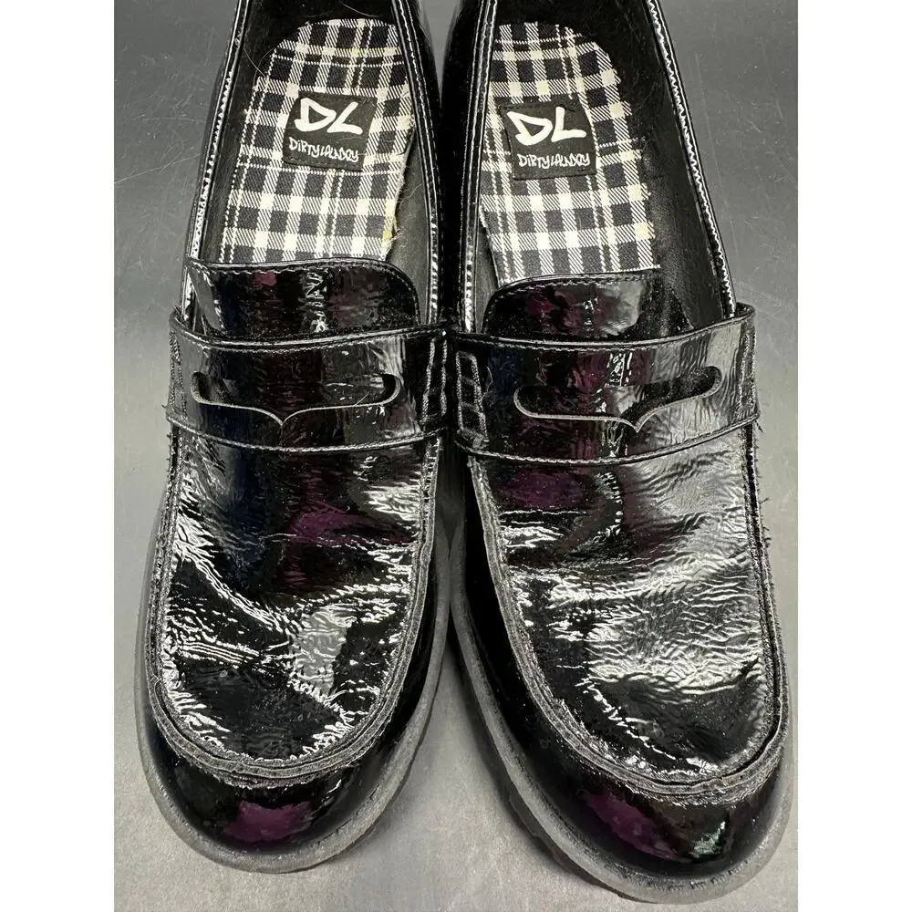 Dirty Laundry Black Patent Loafers Platform‎ 90s Grunge Y2K Size 9.5